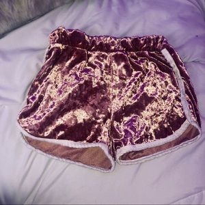 light pink velvet shorts